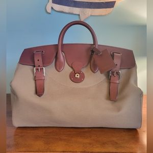 Ralph Lauren Purple Label Leather Trim Canvas Cooper Bag